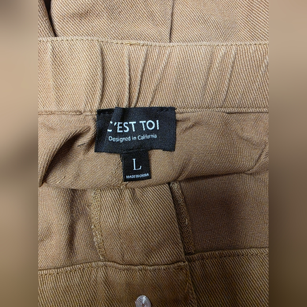 NWT C'est Toi Large Womens Cargo Khaki Mini Skirt Utility Style - Picture 3 of 10